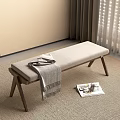 Quiet Ancient Bench Bed End Stool 3d model