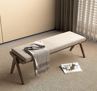 Quiet Ancient Bench Bed End Stool 3d model