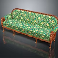 Classic Carved Frame Sofa With Green Floral Fabric And Elegant Design