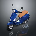 Modern Blue Scooter With Brown Seat Rearview Mirrors And Sleek Design