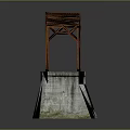 Orange Metal Truss Bridge With Concrete Piers And Water Reflection On Gray Background