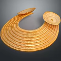 Golden Layered Curved Wall Decor With Intricate Carved Texture And Ornate Design