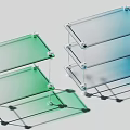 Modern Transparent Side Tables With Gradient Colors And Multi Layer Metal Shelves 3d model