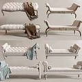 Elegant Tufted Sofa Bench With Soft Upholstery Decorative Throw Blanket And Carved Legs