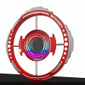 Futuristic Red Circular Device With Illuminated Center And Surrounding White Lights