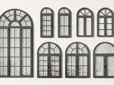 European-style windows, simple European windows, French-style windows, retro windows, casement windows, curved windows, partition windows, floor-to-ceiling windows 3d model