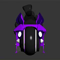 Futuristic Purple Blue Motorcycle with Black Humanoid Rider and Sleek Design