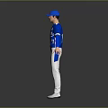 Man Wearing Blue Royals Baseball Uniform with Cap Number 11 White Pants and Shoes