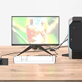 4K Monitor With Colorful Chameleon Display And Modern Gaming PC Desktop Setup