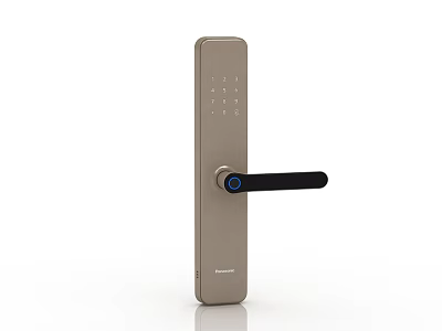 Panasonic Smart Gold Metal Door Handle With Digital Keypad And Blue Indicator 3d model