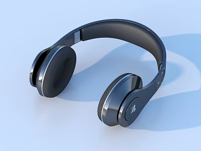 Black Over Ear Headphones With Silver Metallic Parts Round Ear Cushions And Modern Design 3d model