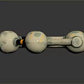 Metallic Structure With Spheres Connecting Rods Marked 88 And Reflective Surface