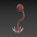 Red Creature With Single Eye Curved Body And Spiked Base Design 3d model