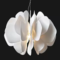 Modern Flower Shaped Chandelier With White Petals And Golden Dots Decorative Design