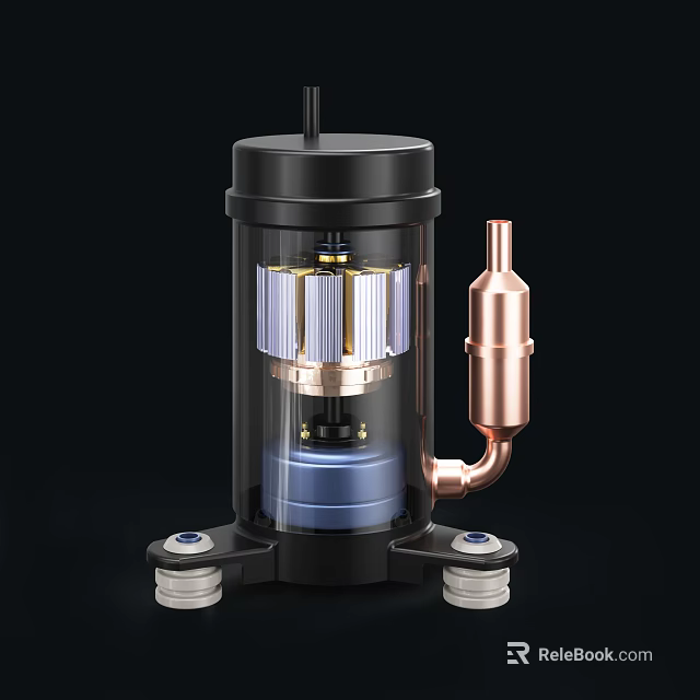 Industrial Equipment Featuring Transparent Casing Black Body Copper Components Mechanical Structure And Bottom Supports 3d model 