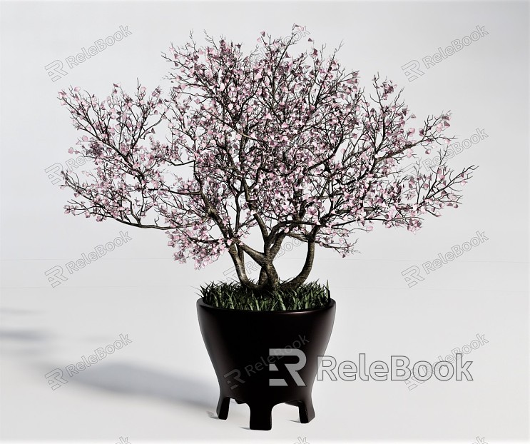 modern flowerpot potted plant trees vase green plant model