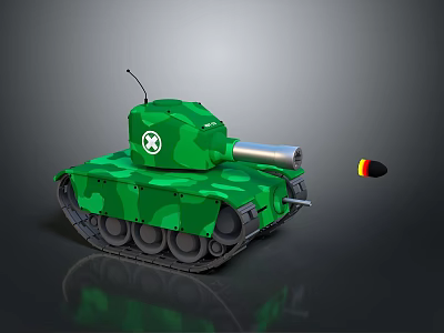 Green Camouflage Military Tank With White Cross Symbol Cannon And German Flag 3d model Green Camouflage Military Tank With White Cross Symbol Cannon And German Flag 3d model