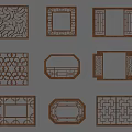 New Chinese-style openwork window grilles 3d model