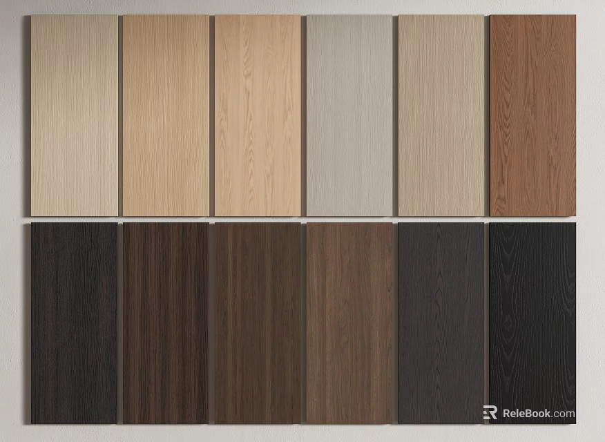 Modern Wall Panels With Various Wood Finishes And Color Options 3d model 