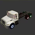 Silver Cab Commercial Truck Chassis With Black Frame And Wheels 3d model