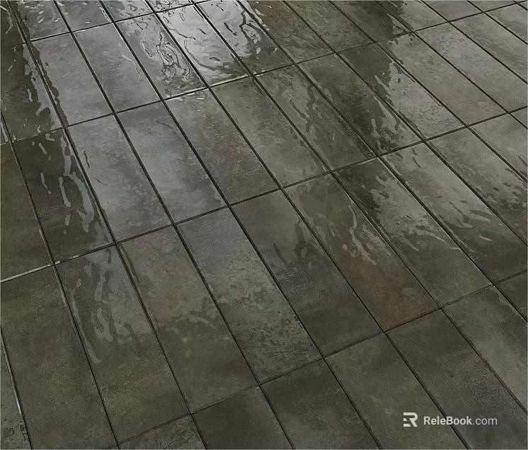 Wet Dark Floor Tiles With Water Reflections 3d model 