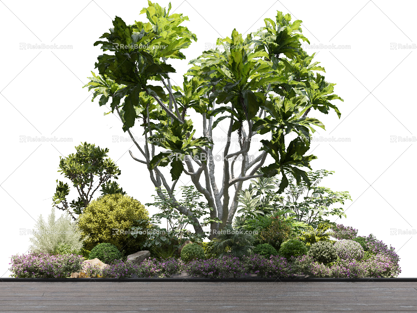 Modern shrub plant landscape cluster 3d model