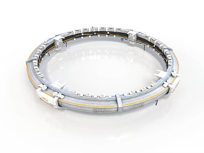 Futuristic Circular Metallic Structure With Sleek Ring Design And Technical Components 3d model