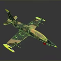 Military Aircraft Model With Camouflage Paint Yellow Wing Tips And Cockpit