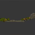 Festive Autumn Decorative Branch Structure With Green Leaves Pumpkins And Stone Base