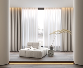 Modern curtains Leisure area curtains 3d model