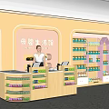 Maternity and Baby Products Store Bright Interior With Colorful Shelves Wooden Counter And Friendly Staff