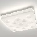 Modern White Ceiling Light With Round Holes Square And Circular Decorative Design 3d model