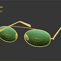 Elegant Gold Jewelry With Green Lenses And Reflective Frame Design