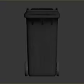 Gray Durable Trash Bin With Lid And Wheels For Home And Office Use 3d model