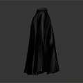 Stylish Dark Colored Cloak With Black Collar And Golden Button Accent 3d model