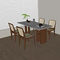 Wind dining table and chair combination 3d model