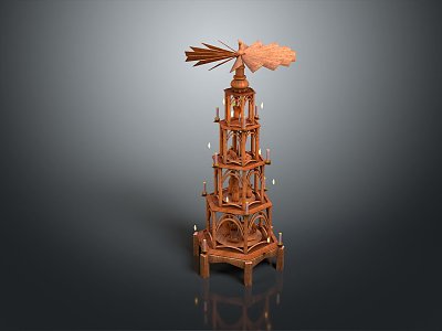 Vintage Candlestick Christmas Pyramid Wooden Tower model