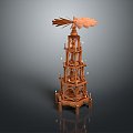 Vintage Candlestick Christmas Pyramid Wooden Tower 3d model