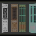 Traditional Chinese Style Wooden Screens With Intricate Carvings And Lattice Designs