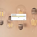 Various Shaped Illuminated Light Bulbs With Unique Design Display On Wall 3d model