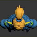 Yellow Skinned Elf Character With Blonde Ponytail Pointed Ears Blue Puffer Jacket And Orange Top