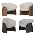 Stylish Modern Accent Chairs With Curved Backrest Light Dark Gray Fabric And Wooden Legs