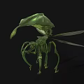 Green Insect Like Creature Character Design With Long Legs Wings And Large Head Structure