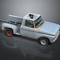 Vintage Weathered Blue Pickup Truck With Single Cab And Rustic Exterior