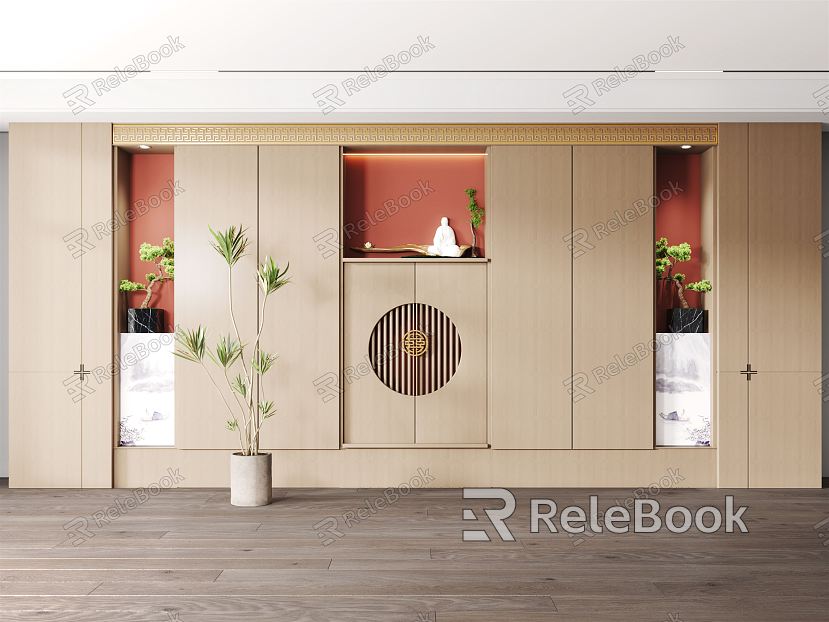 New Chinese Style Wardrobe Bookcase model