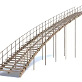 Curved Metal Staircase With Handrails Support Columns And Structural Details 3d model