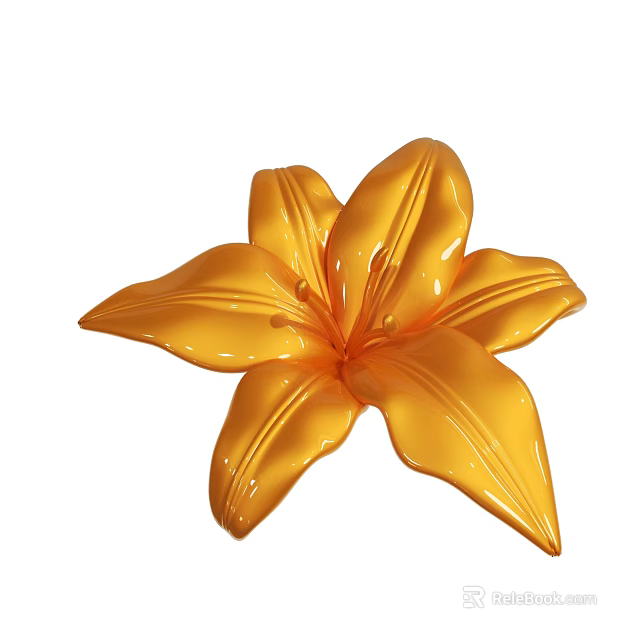 Yellow Lily Artificial Decorative Ornament With Shiny Petals And Detailed Design 3d model 