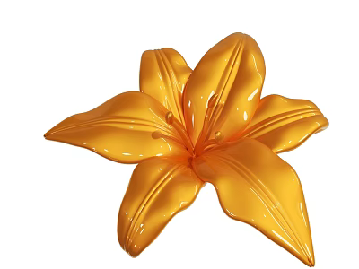 Yellow Lily Artificial Decorative Ornament With Shiny Petals And Detailed Design 3d model