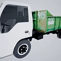 Beige Cab Green Dump Bed Utility Truck Featuring 415 And Concrete Sign For Construction Use