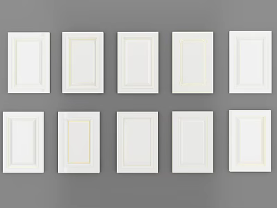 Ten White Cabinet Door Panels With Decorative Gold Lines 3d model